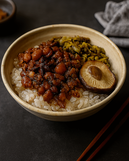 Lu Rou Fan recipe – Taiwanese braised pork rice bowl with healing spices